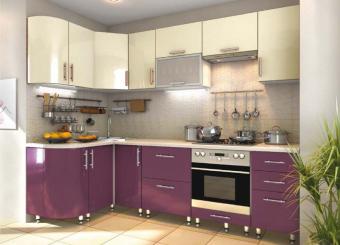 Кухня High Gloss 1,3*2,6 комплект Жемчужный и Пурпурный