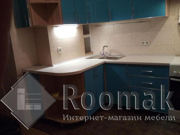 Кухня голубая Мирор Глос (ДСП акрил)