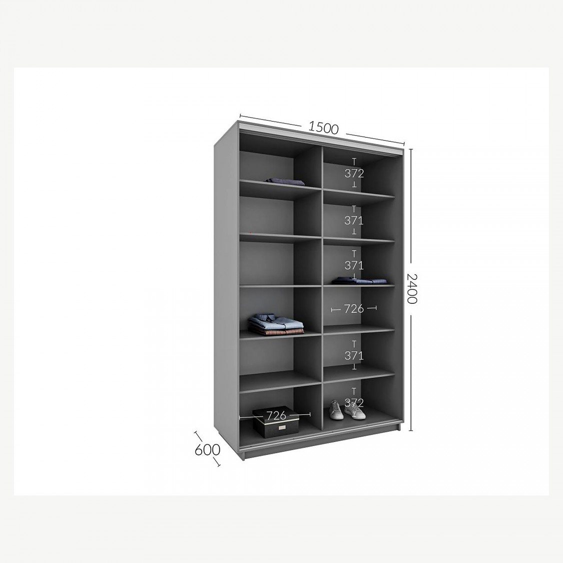 Шкаф-купе Практик 46 2Д 1,5м