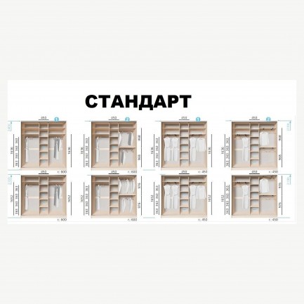 Шкаф-купе Киевский стандарт 3Д 2,6м