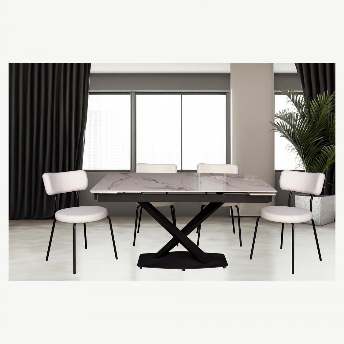 Стіл Sunrise DT-2305T Glossy ceramics white