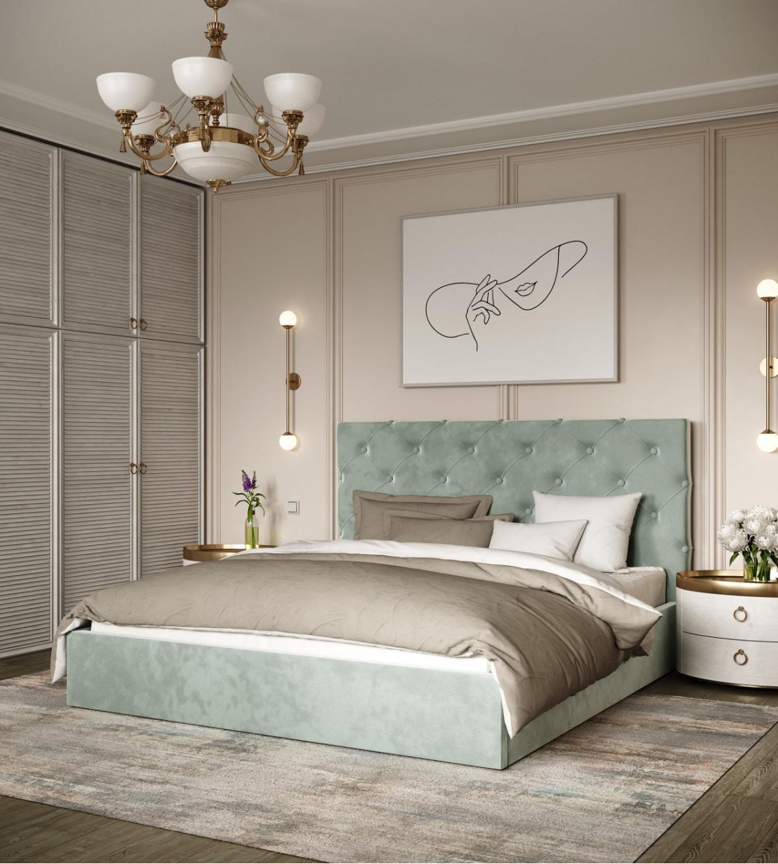 Двуспальная кровать Велюр